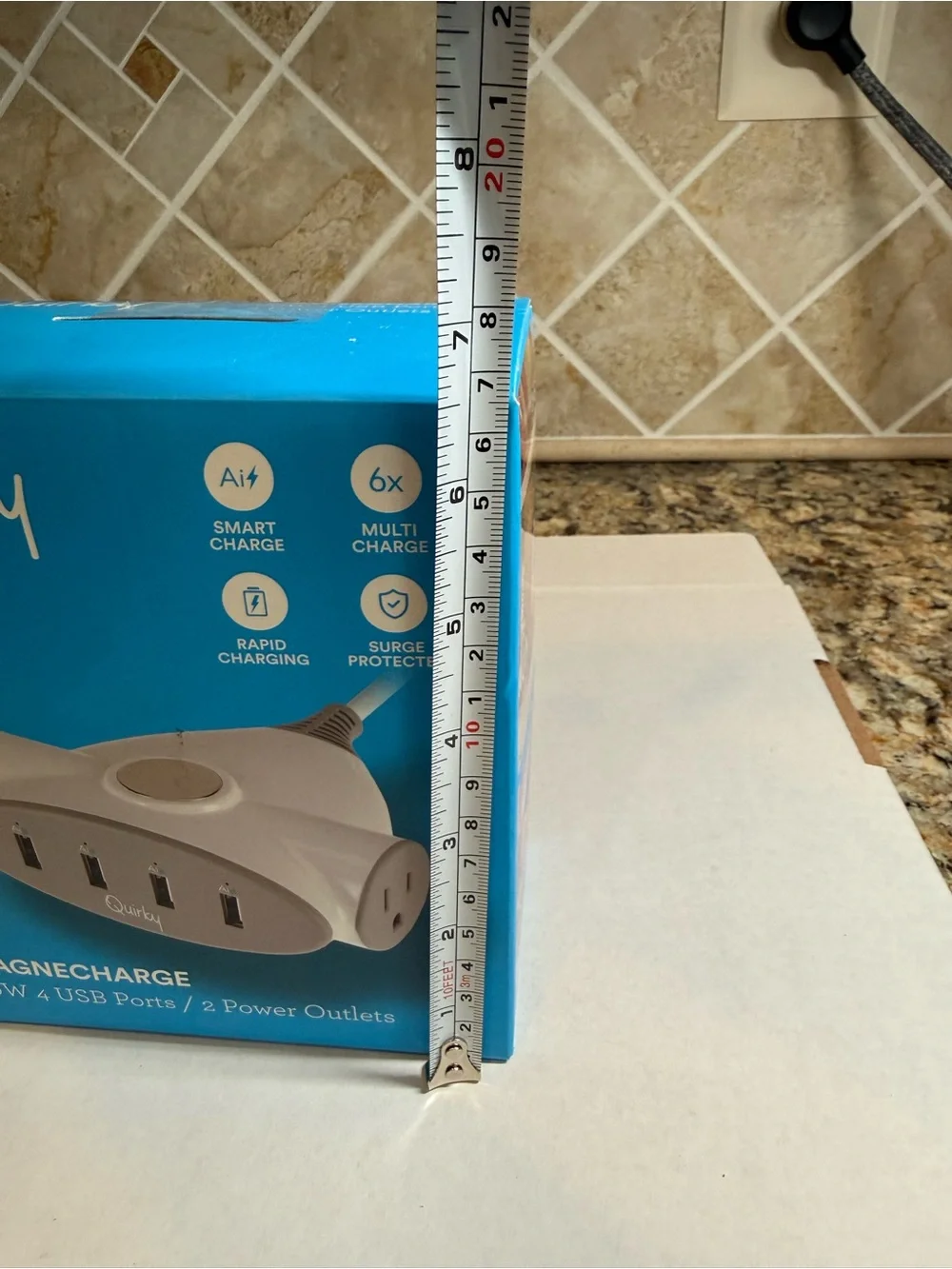 Quirky MagneCharge 30W 4 USB Ports 2 AC Outlets Magnetic Mount Charging Station